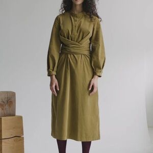 NWT Toast Organic Needlecord Wrap Dress | Golden Sand